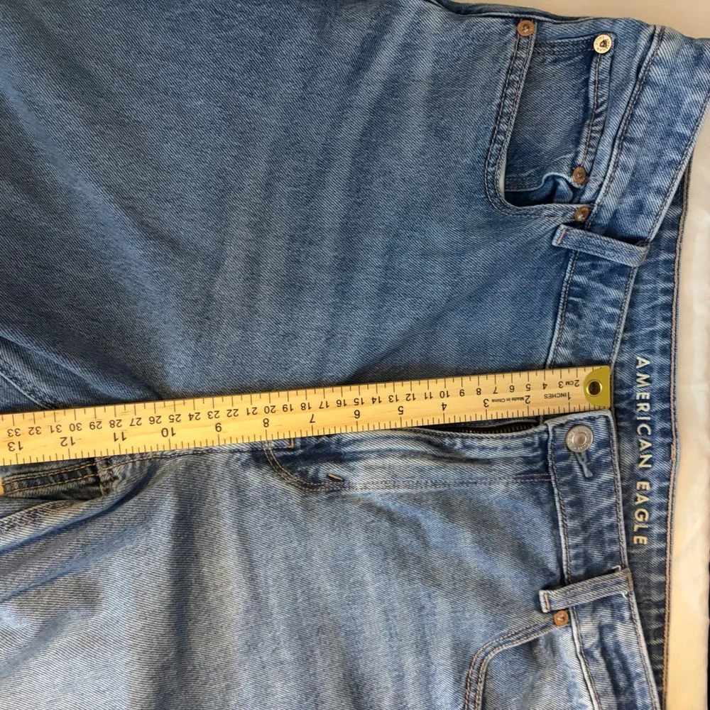 American Eagle Women Medium Wash Stretch Wide Leg High Rise Jeans Blue Size 14 - Picture 13 of 14